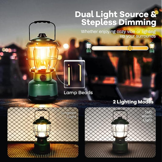 LED Camping Lantern, Water Resistant Emergency Light for Power Outage, Hurricane, Hiking