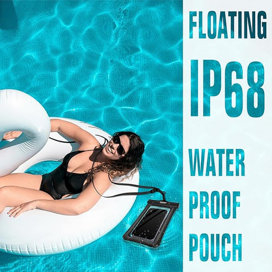 NEPHI IP68 Waterproof Phone Pouch 2 Pack-Up to 7.0",Adjustable Neck Lanyard Floating Waterproof Phone Case for iPhone,Phone Dry Bags for Vacation Beach Pool Travel Essentials (Pink Blue 2 Pack)