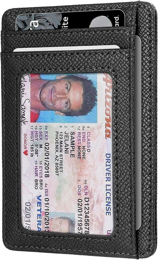 RUNBOX Slim ID Cases Minimalist Front Pocket RFID Blocking Leather Wallets for Men and Women Card Holder Wallets Gifts for men