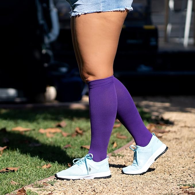 Wide Calf Compression Socks for Women & Men Extra Large Size Support Socks for Nurses Running Pregnant Travel, 15-20 mmHg