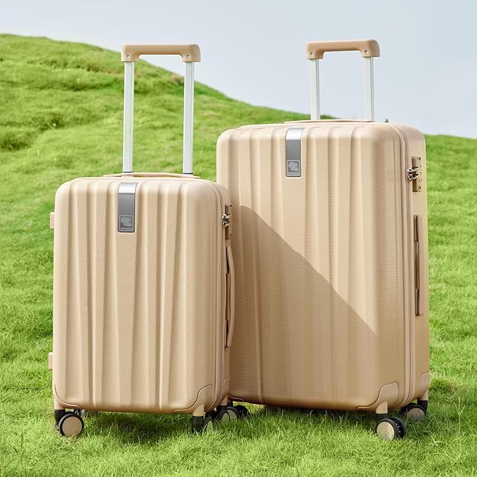 Hanke 20/29 Inch Carry On Luggage Sets 2 Piece Hard Shell Suitcases with Spinner Wheels Extra Large Travel Luggage Rolling Suitcase for Travel Nestable Storage(Cuba Sand)