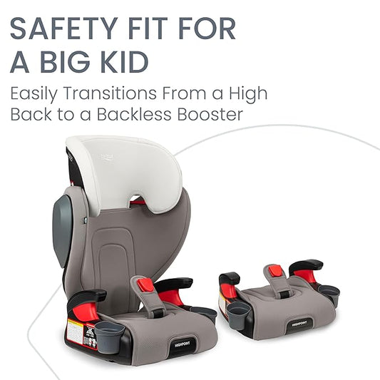 Britax Highpoint Backless Belt-Positioning Booster Seat, SafeWash Gray Ombre
