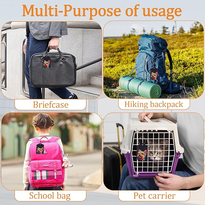 Colorful Dog 3 Pack Luggage Tag for Suitcase, Leather Bag Tags with Privacy Cover ID Label and Durable Steel Loop for Cruise Airport Travel