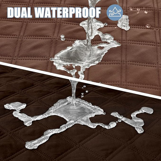 Smiry Waterproof Dog Bed Cover Pet Blanket, Soft Washable Dog Blanket for Furniture Bed Couch Sofa Reversible, Checkered (68"x82", Brown/Chocolate)