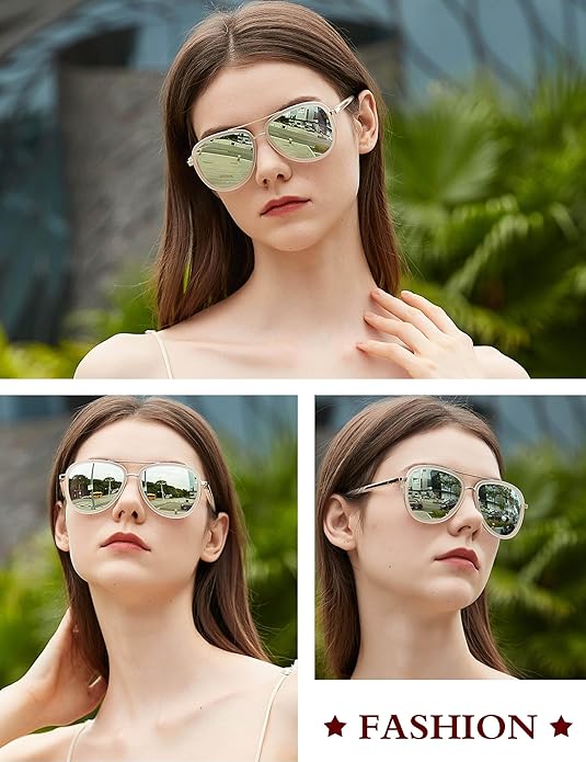 BIRCEN Polarized Sunglasses for Women UV - Protection Womens Retro Mirrored Shades with Acetate Frame BC2001