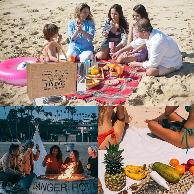 Initial Jute Tote Bags for Women, Thank You Gifts for Birthday, Wedding, Beach, Appreciation Gifts for Teacher