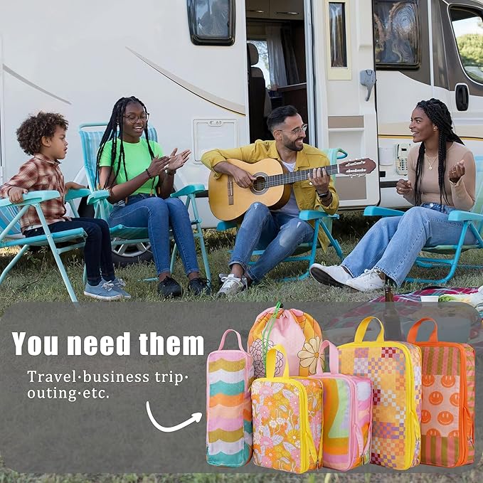 8 Pcs Compression Packing Cubes for Travel, Lightweight Waterproof Luggage Organizer Bags Set, Washable Packaging Cubes for Women Backpack Carry-On Suitcases