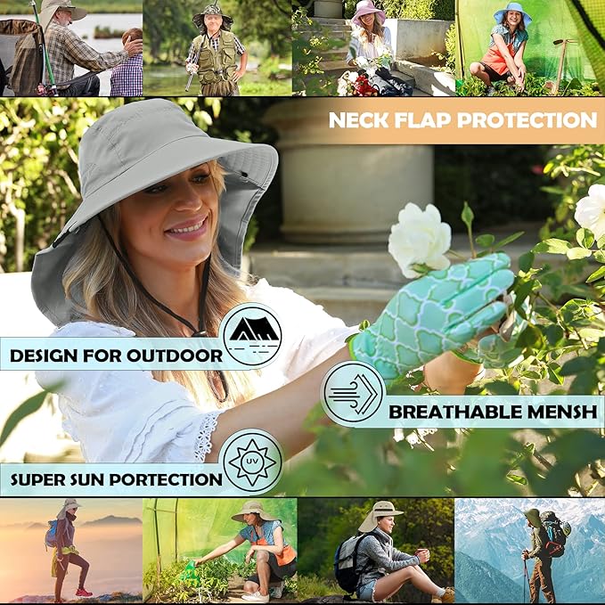 Solaris Sun Hat with Neck Flap, UPF 50 Sun Protection Lightweight Sun Cap for Men Women, Wide Brim Hat for Fishing Hiking