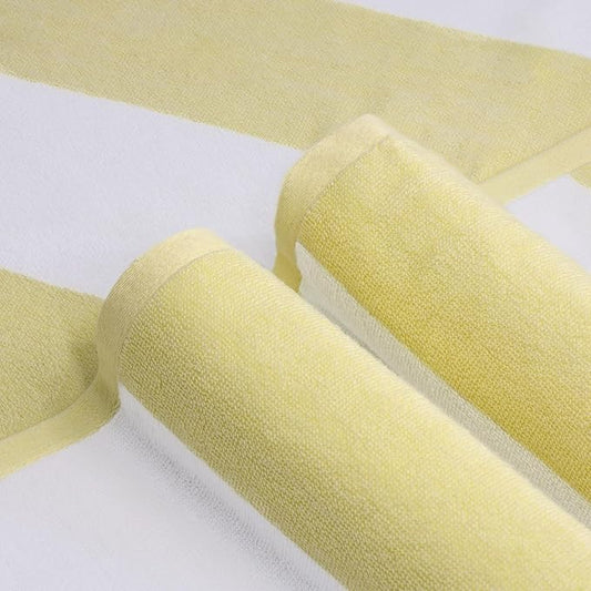 CLOWOOD Plush Oversized Beach Towel - Cotton 40 x 70 Inch Large Thick Yellow Striped Cabana Pool Swimming Towel