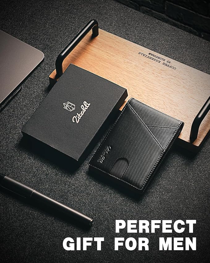 Zitahli Wallet for Men - with Money Clip Slim Leather Slots Credit Card Holder RFID Blocking Bifold Minimalist Wallets with Gift Box