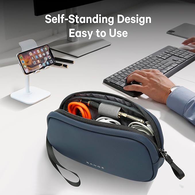 BANGE Cable Organizer Travel Case, Tech Pouch for Traveling Accessories, Carry Storage for Cords, Charger, Adapter, Cables, Power Bank