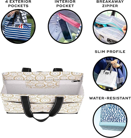 SCOUT Uptown Pocket Tote - Medium Multi-Use Tote Bag for Women, Nurses, Teachers, and Moms, 5 Pockets, Breakaway Zipper