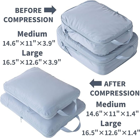 tianzong Compression Packing Cubes for Suitcases, Luggage Organizer Bags Set for Travel (Pink, 2 Pack Medium)