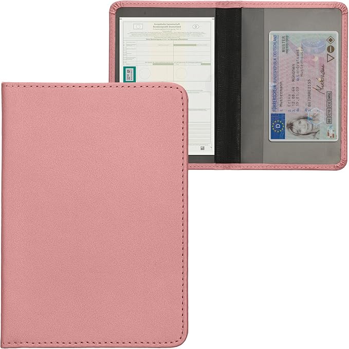 kwmobile Registration and Insurance Holder - Car Document Holder for Vehicle Documents and Cards - PU Leather - Black