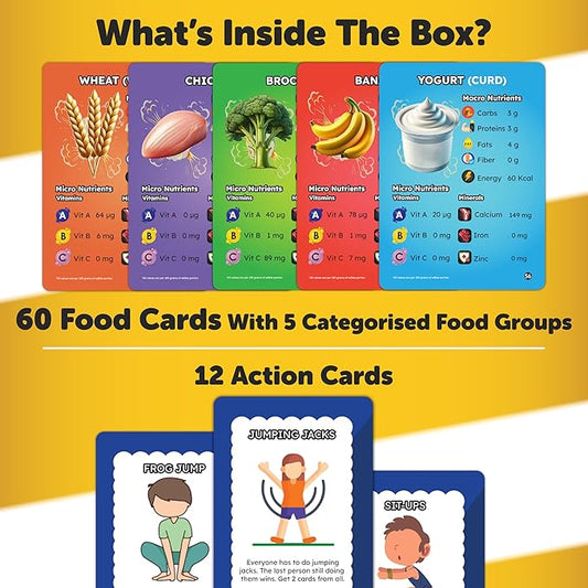 Butterfly EduFields Healthy Heroes Card Game | Fun Family Party Favors for Kids & Adults | Best Birthday Return Gifts for Boys Girls Ages 7+ | 60 Food Cards + 12 Action Cards | 2-6 Players