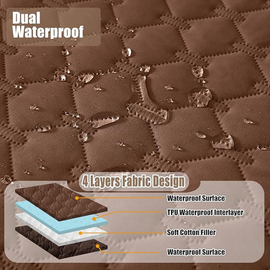 Smiry Waterproof Dog Bed Cover Blanket, Soft Reversible Pet Blanket, Washable Leakproof Cats Dogs Couch Cover for Sofa, Couch, Furniture, Plaid (68x82 Inch, Brown/Chocolate)