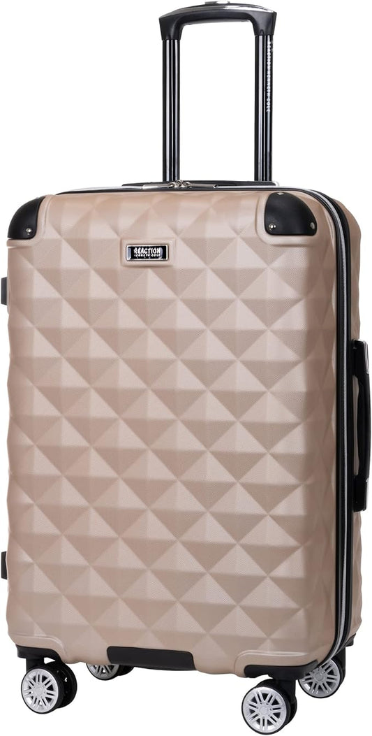 Kenneth Cole REACTION Diamond Tower Collection Lightweight Hardside Expandable 8-Wheel Spinner Travel Luggage, Rose Champagne, 24-Inch Checked