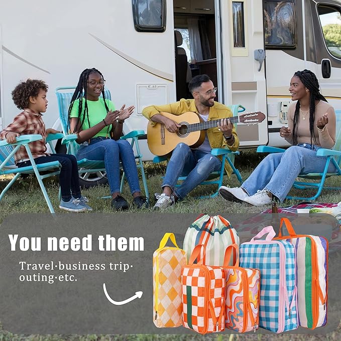 8 Pcs Compression Packing Cubes for Travel, Lightweight Waterproof Luggage Organizer Bags Set, Washable Packaging Cubes for Women Backpack Carry-On Suitcases