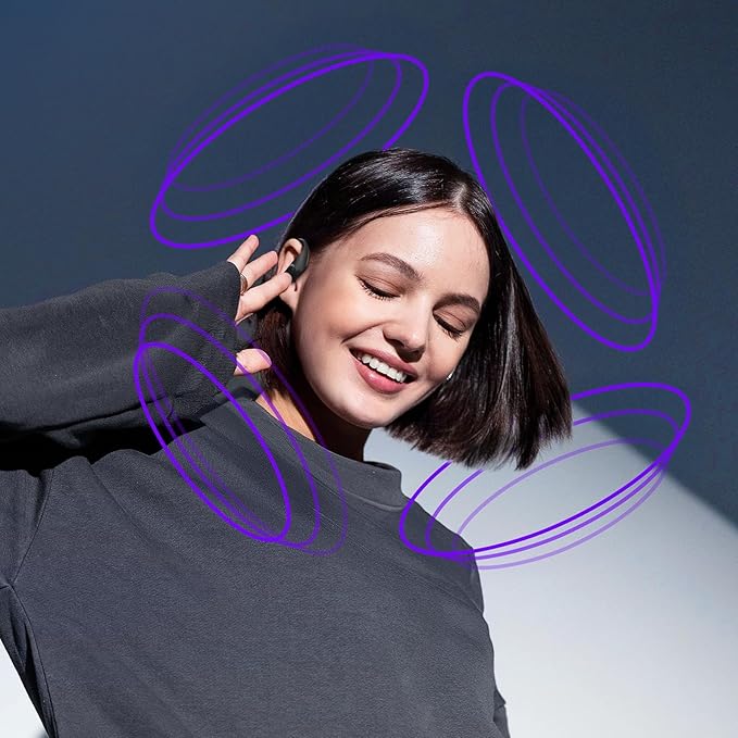 occiam Active Noise Cancelling Wireless Earbuds Bluetooth Headphones Ear Buds 96Hrs Playback Clear Call Waterproof Earphones with Ear Hook Microphones for Sport Running (Black Standard)