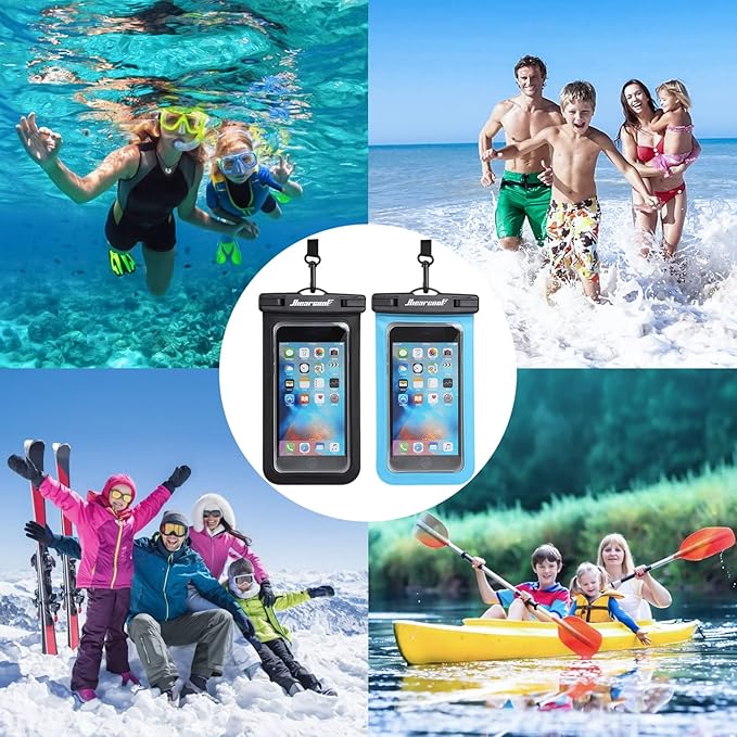 Hiearcool Universal Waterproof Case, Waterproof Phone Pouch Compatible for iPhone 17 16 15 14 13 Pro Max XS Plus Samsung Galaxy S22 Cellphone Up to 8.3", IPX8 Cellphone Beach Bag for Travel - 2 Pack