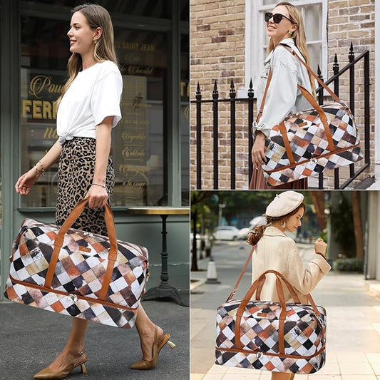 IBFUN Weekender Bags for Women, Travel Duffle Bag with Shoe Compartment Carry on Weekender Overnight Duffel for Weekend Travel Business Trip 3PCS