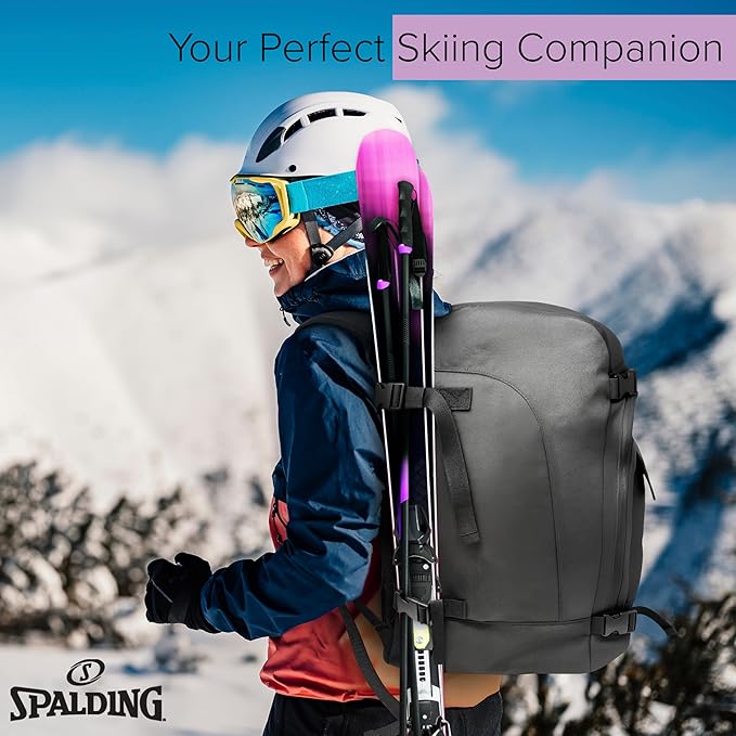 Spalding Ski Boot Bag Backpack | 50L Waterproof Skiing and Snowboarding Travel Bag for Skis Snowboard Helmet Boots & Sports Gear Equipment | Gift for Men and Women