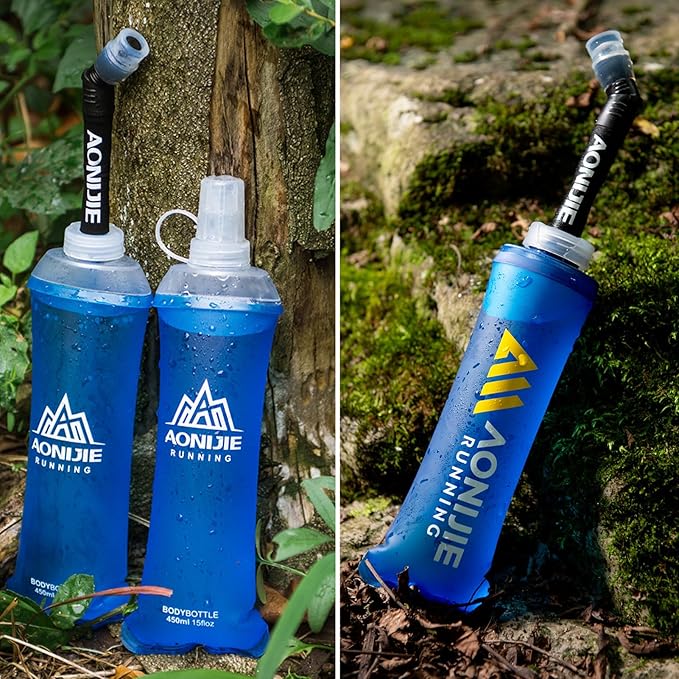 Azarxis TPU Soft Flask Collapsible Water Bottles BPA-Free 250ml 350ml 500ml 600ml for Hydration Vest Pack Running Hiking Cycling Climbing