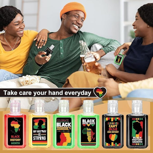 50 Pack Black History Mini Hand Sanitizer Bulk 1fl oz Travel Size Hand Sanitizer Hand Soap Gifts Black History Month Party Decor for Office Home Women Men Teacher Guest