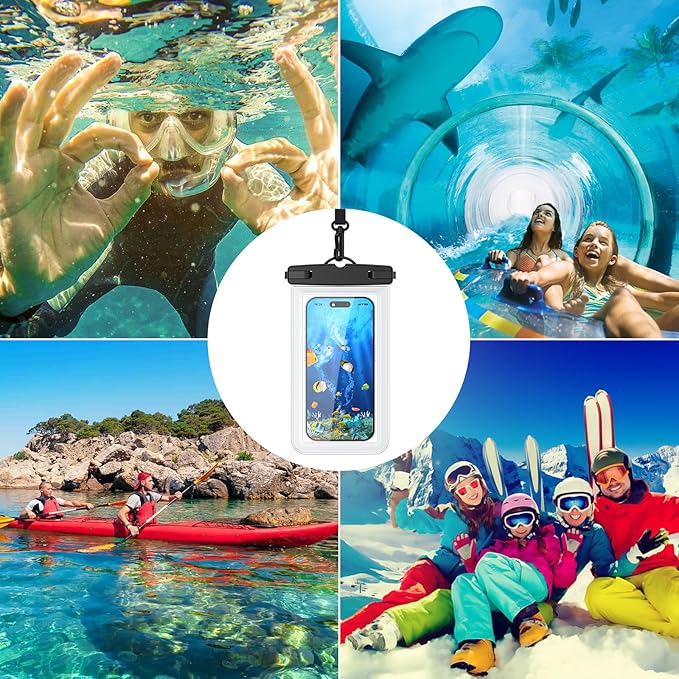 2 Pack Waterproof Phone Pouch for iPhone 17 16 15 14 13 12 11 Pro Max Plus Air, IPX8 Cellphone Dry Bag with Detachable Lanyard for Beach Cruise Ship Travel Essentials (Clear+Clear)