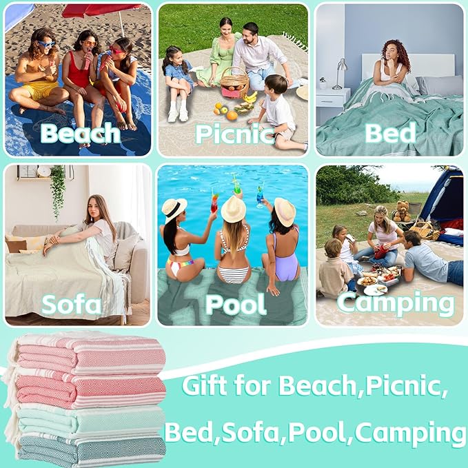 Oversized Turkish Beach Towel Blanket Cotton Giant XL Sandproof Towels Huge Linen XXL Extra Large Big Throw Quilt Blankets for Adults Cloud Travel Camping Glamping Accessories Essentials Turtle