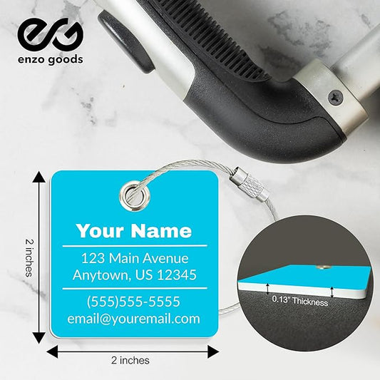 Personalized Luggage Tag | 4 Pack | Custom Luggage Tags for Suitcases | Kids Backpack Tag | 10 Color Options & Choose Font, Font Color