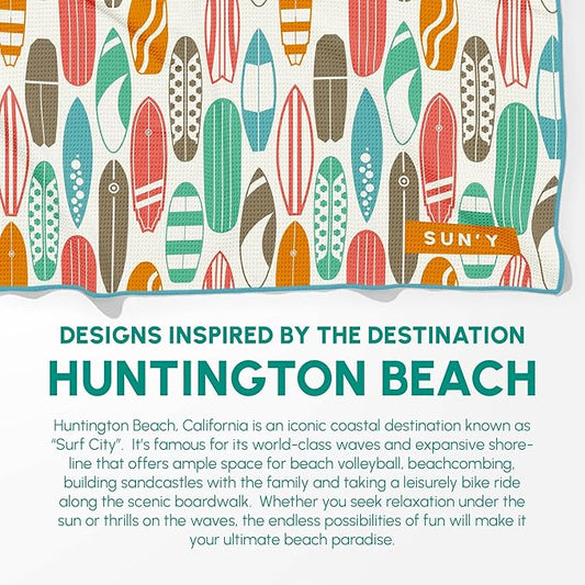 SUN'Y Waffle Microfiber Beach Towel โ Sand Free, Quick Dry, Ultra Absorbent, Lightweight & Compact Travel Towel with Carry Bag - Large (63โ x 31.5โ), Huntington
