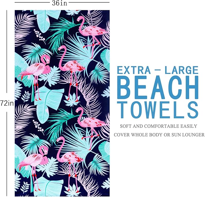 Genovega 6 Packs Oversized Terry Beach Towel Set 36 x 72 Soft Thin Extra Large Pool Camping Swim Bulk Towels Blanket Clearance Travel Adult Essentials Accessories Must Haves Vacation Striped Boho