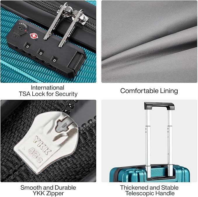 Hanke 29 Inch Luggage Suitcases With Spinner Wheels Lightweight PC hardside Rolling Suitcase With Travel Lock, Checked-Large 29-Inch Christmas Gifts for Birthday(Caribbean Blue)