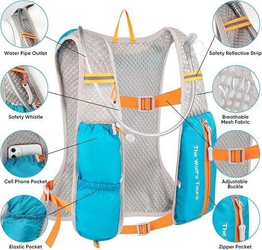 DMHDV Running Vest for Women&Men,Hydration Backpack 5L Water Backpack with 2L Water Bladder,Ultra-Lightweight Hydration Vest Adjustable Breathable Mesh Gear for Hiking,Trail,Running,Cycling,Marathon