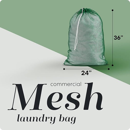 Handy Laundry Mesh XL Laundry Bags - Durable, Machine Washable with Secure Drawstring Closure - Perfect for College Dorms, Laundromats, Apartments (Green, Large 24" x 36", 2-Pack)
