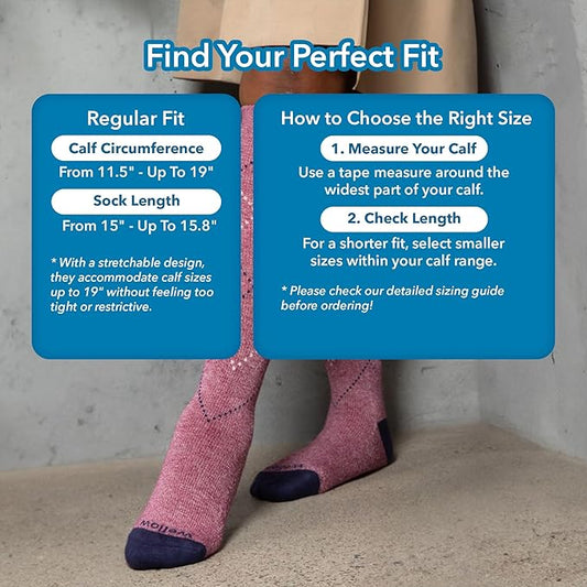 Wellow Premium Socks (Compression Socks - Regular) for Men & Women, Made with Viscose from Bamboo, Knee High, 18-25 mmHg
