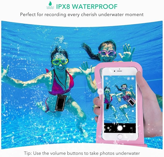 Universal Waterproof Phone Pouch, 2-Pack Waterproof Phone Lanyard Case Dry Bag with Neck Strap for iPhone 17 16 15 14 13 12 Pro Max Plus Samsung Galaxy S24 S23 Edge Note Google Pixel Sony up to 7.5"