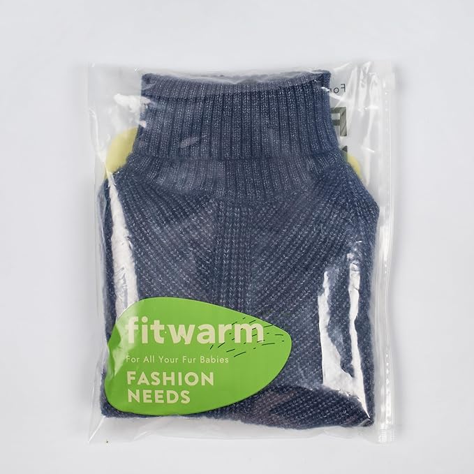 Fitwarm Turtleneck Knit Dog Sweater, Thermal Dog Winter Clothes for Small Dogs Boy Girl, Cozy Sweaters for Dogs, Doggy Pullover Jumper, Pet Outfit, Heather Navy Blue, XXL