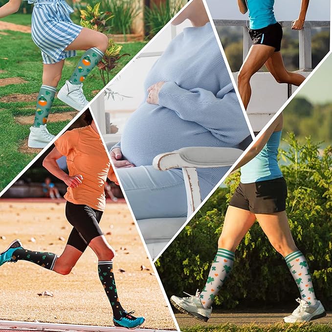 fenglaoda Compression Socks for Women Men Support Circulation 6 Pairs Socks For Nurse, Travel, Flight