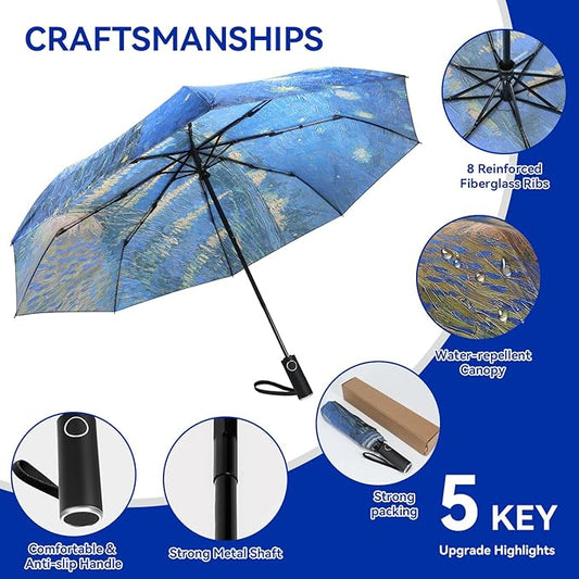 Umbrella, Pretty Umbrellas for Women and men, Ladies Umbrellas for Rain, Automatic Folding Umbrellas Open Close