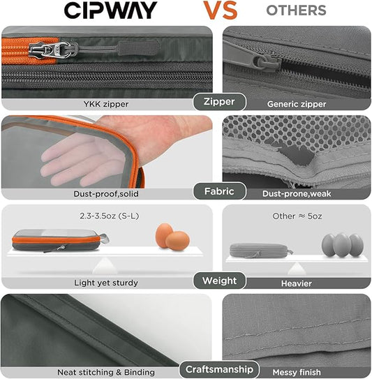 Cipway Mesh Compression Packing Cubes, Ultralight See Through Luggage Organizer Bags, Travel Essentials for Carry on Suitcase (3Pcs,Grey)