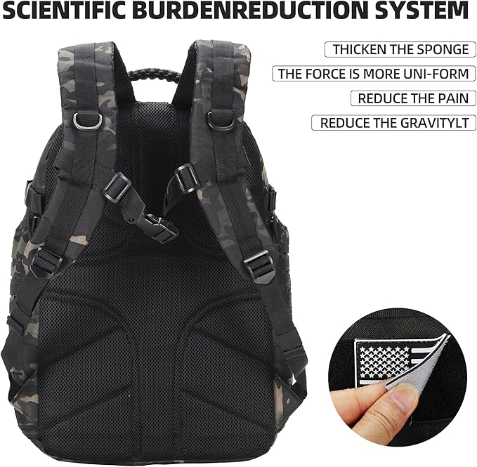 30L Hiking Backpack Lightweight Outdoor Daypack Camping Backpack Outdoor Travel Daypack Day Pack for Man Woman (Black Camo)