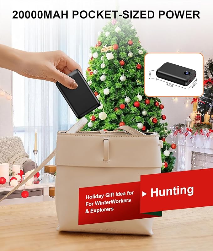 5V 20000mAh Heated Vest Battery Pack, Portable Battery Bank for Heated Jackets Hoodies, Phones, Camping Chair with Digital Screen( NOT for DC 7.4V &12V