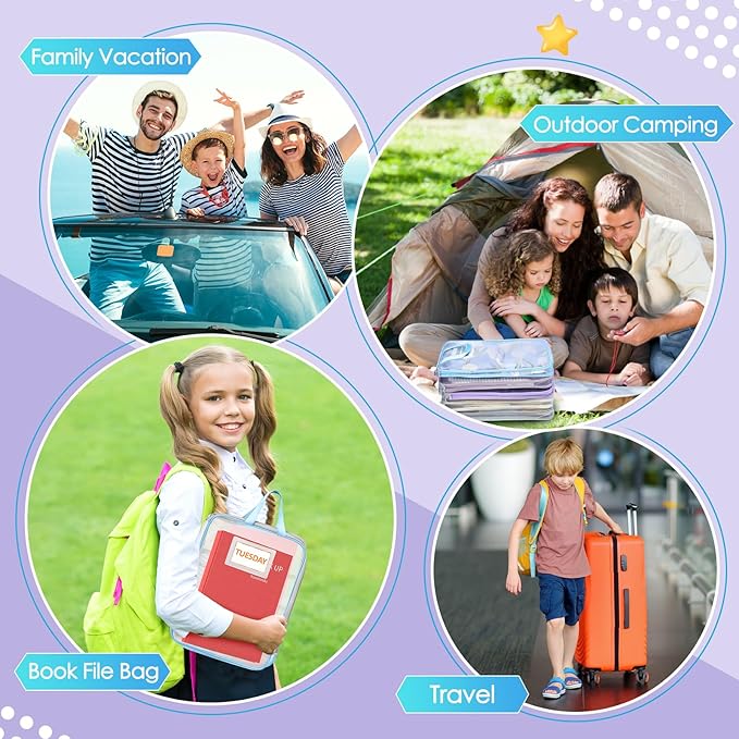 7 Pack Packing Cubes,Suitable for travel on different days of the week, storage bags with sticker labels, suitable for children's travel summer camp essentials, books, small items storage