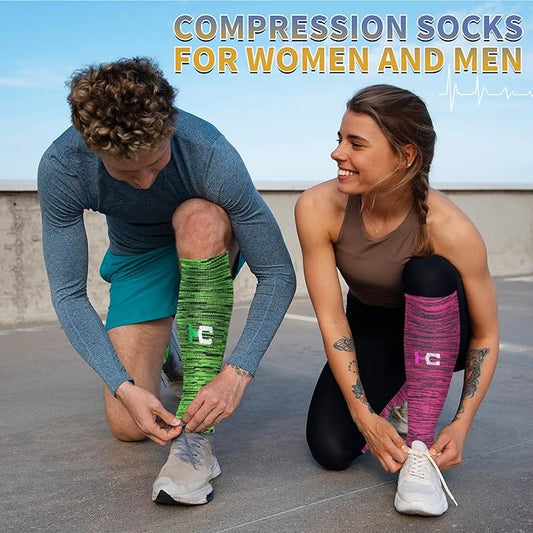 Graduated Copper Compression Socks for Men & Women Circulation 8 Pairs 15-20mmHg - Best for Running Athletic Cycling