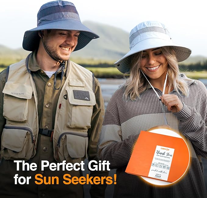 GearTOP Safari Hat for Men Sun Hats for Women UV Protection UPF 50+ Fishing, Gardening, Hiking Hat (22-23 1/2")