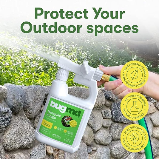 BugMD Mosquito Amigo Ant Killer & Bug Spray - Outdoor Roach, Cockroach, and Spider Killer, Fly and Insect Defense, Natural Plant-Based Formula, Safe with Essential Oils