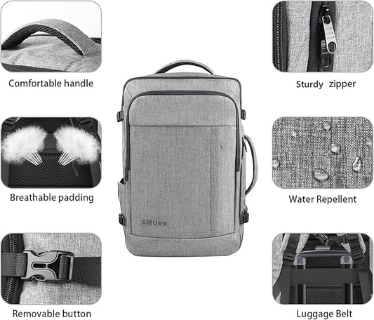 Travel Backpack, Extra Large 50L Expandable Backpack for Men Women, Carry On Backpack For Airplanes, Travel Essentials Luggage Suitcase Daypack Travel Gift Weekender Bag, Grey