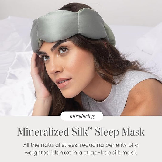 Nodpod Mineralized Silk Gentle Pressure Sleep Mask - Strap-Free, Light-Blocking Design for Sleep, Travel & Relaxation - Weighted Eye Pillow, Machine Washable (Willow)